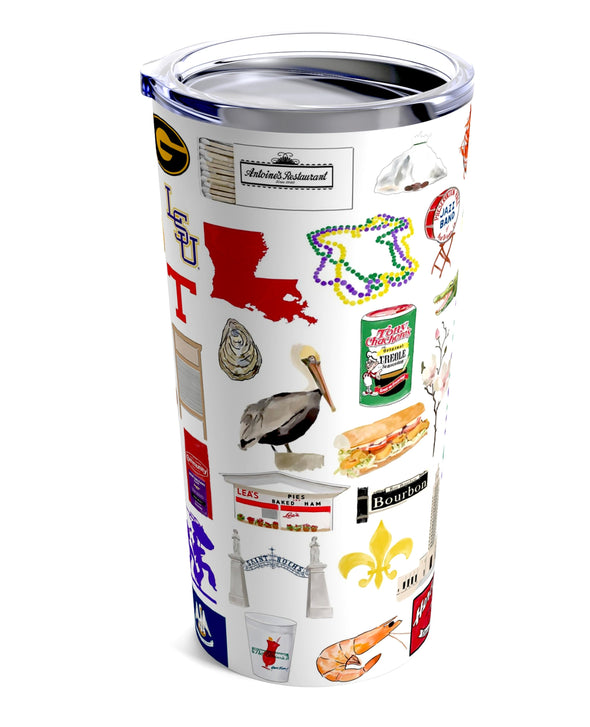 Iconic Louisiana Watercolor 20 ounce Stainless Steel Hot/Cold Cup