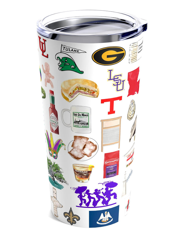 Iconic Louisiana Watercolor 20 ounce Stainless Steel Hot/Cold Cup
