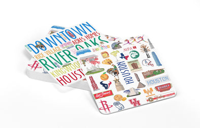 Iconic Houston, Texas Watercolor Paper Coasters - Set of 10