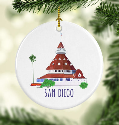 San Diego Hotel Del Coronado Round Porcelain Ornament