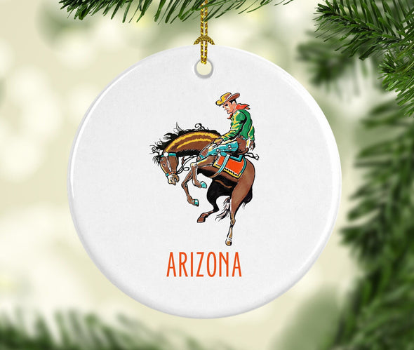 Arizona Rodeo Round Porcelain Ornament