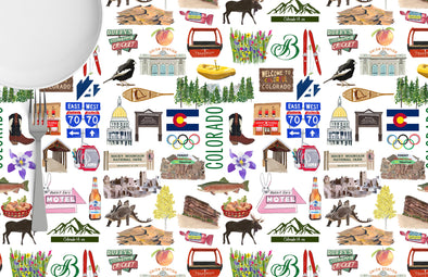 Iconic Colorado Watercolor Disposable Placemats - tear-away pad of 24