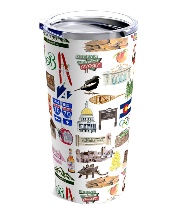 Iconic Colorado Watercolor 20 ounce Stainless Steel Hot/Cold Cup