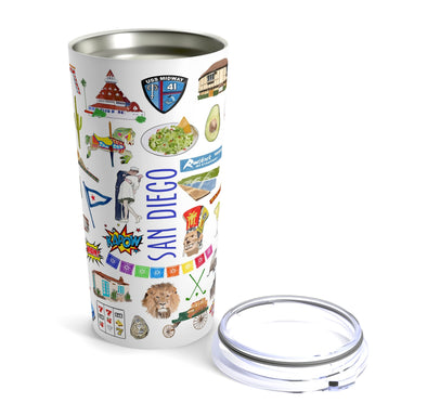 Iconic San Diego Watercolor 20 ounce Stainless Steel Hot/Cold Cup