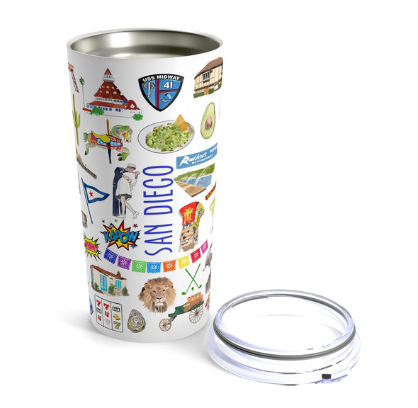 Iconic San Diego Watercolor 20 ounce Stainless Steel Hot/Cold Cup