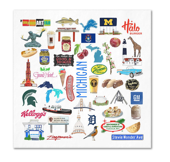 Iconic Michigan Watercolor  Napkins