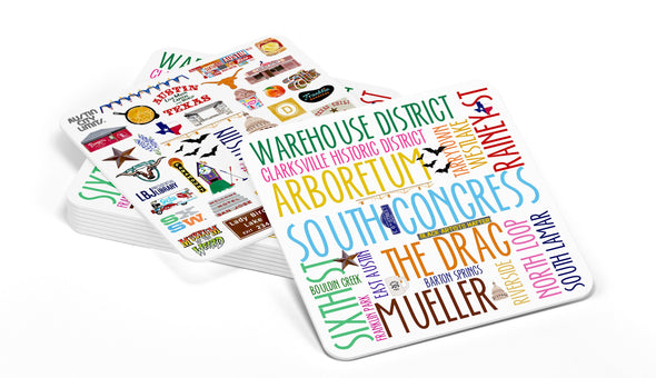 Iconic Austin, Texas Watercolor Paper Coasters - Set of 10
