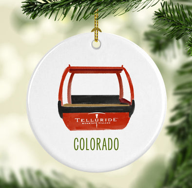 Telluride Gondola Round Porcelain Ornament