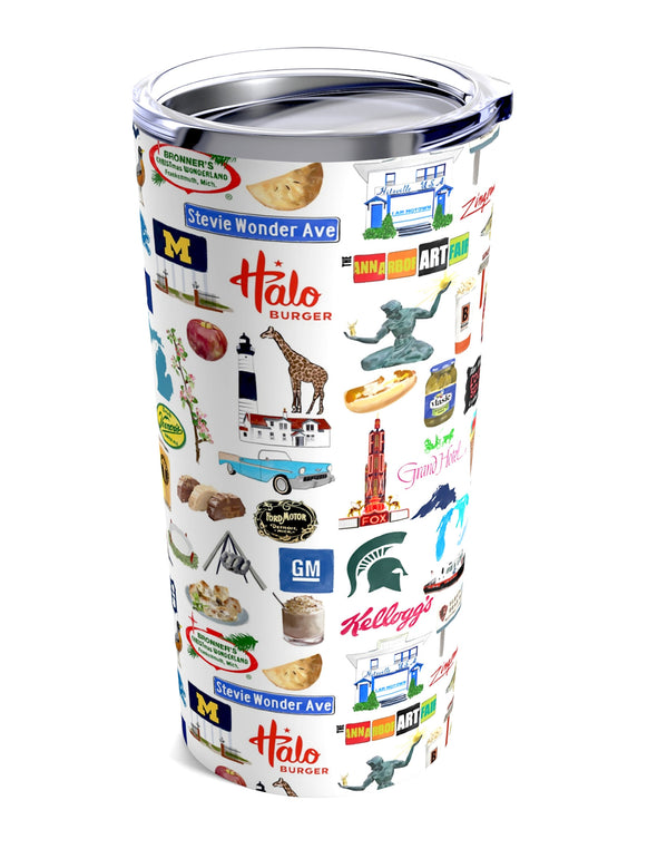 Iconic Michigan Watercolor 20 ounce Stainless Steel Hot/Cold Cup