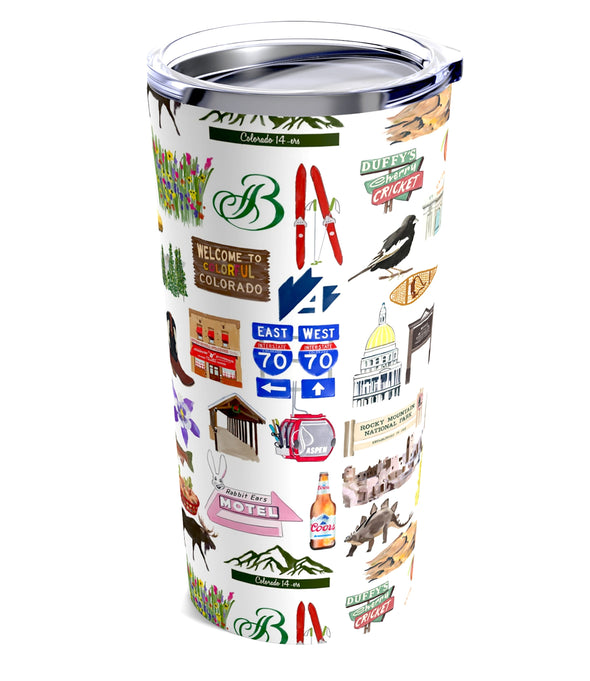 Iconic Colorado Watercolor 20 ounce Stainless Steel Hot/Cold Cup