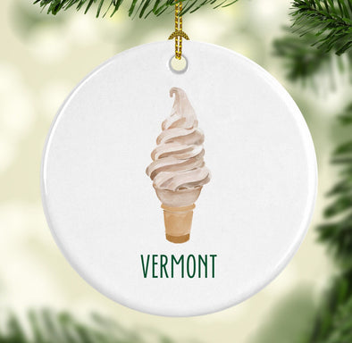 Iconic Vermont Maple Creamee Round Porcelain Ornament