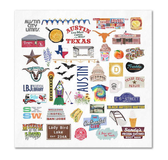 Iconic Austin, Texas Watercolor  Napkins