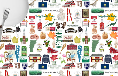 Iconic Vermont Watercolor Disposable Placemats - tear-away pad of 24