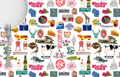 Iconic Wisconsin Watercolor Disposable Placemats - tear-away pad of 24