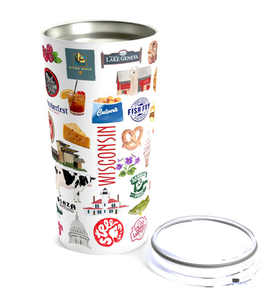 Iconic Wisconsin Watercolor 20 ounce Stainless Steel Hot/Cold Cup