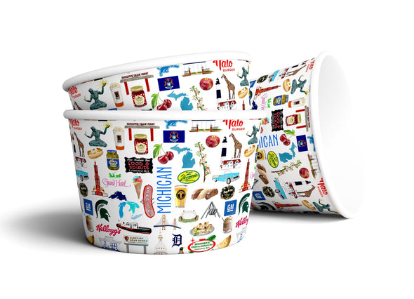8 oz Iconic Michigan Ice Cream, Soup, Favor Cup - Set of 12