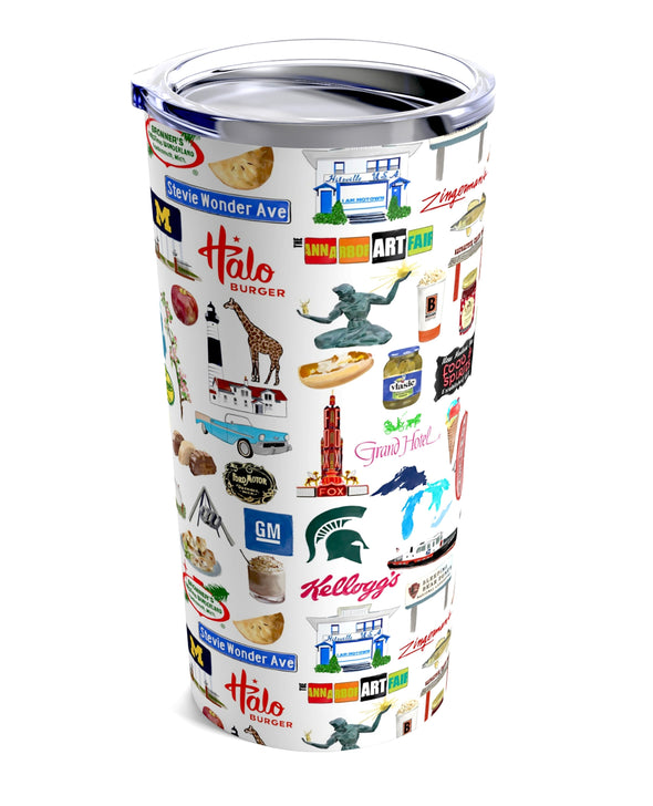 Iconic Michigan Watercolor 20 ounce Stainless Steel Hot/Cold Cup