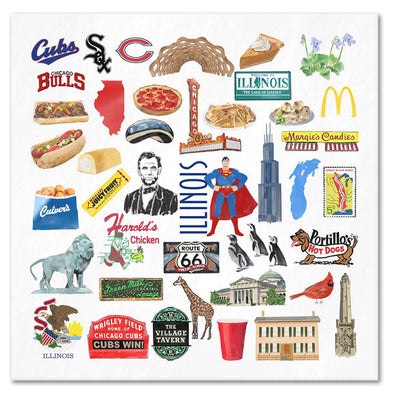 Iconic Illinois Watercolor  Napkins