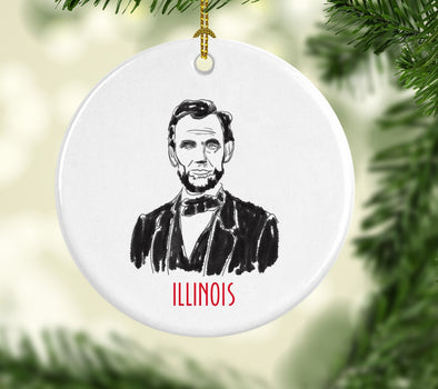 Abraham Lincoln Illinois Round Porcelain Ornament