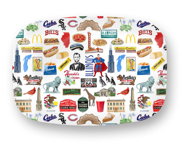 Iconic Illinois Watercolor DecoWare(TM) Platter