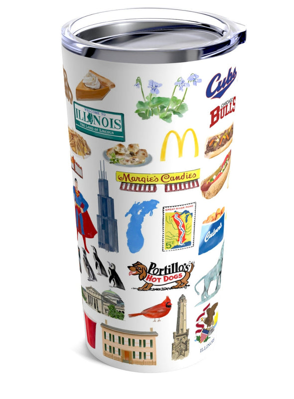 Iconic Illinois Watercolor 20 ounce Stainless Steel Hot/Cold Cup