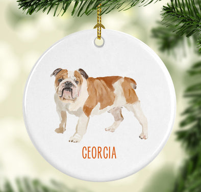 Georgia Bulldog Round Porcelain Ornament