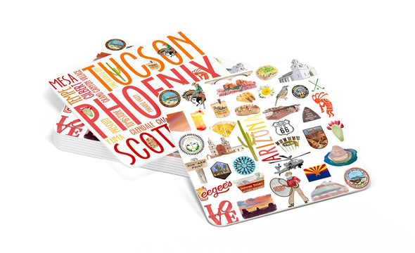 Iconic Arizona Watercolor Paper Coasters - Set of 10