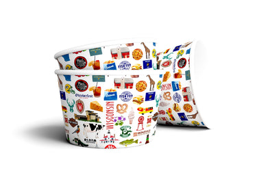 8 oz Iconic Wisconsin Ice Cream, Soup, Favor Cup - Set of 12