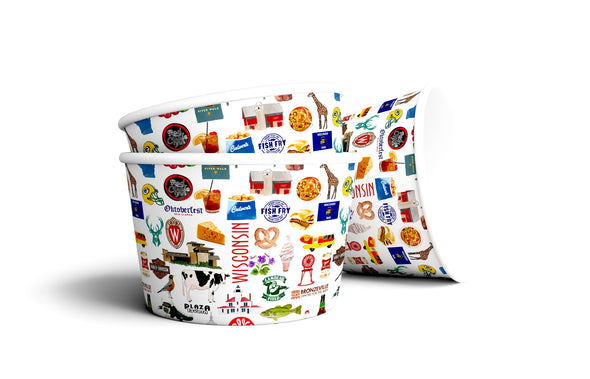 8 oz Iconic Wisconsin Ice Cream, Soup, Favor Cup - Set of 12