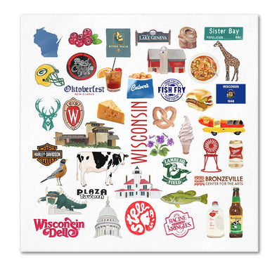 Iconic Wisconsin Watercolor  Napkins