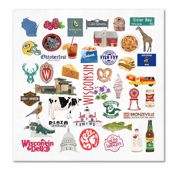 Iconic Wisconsin Watercolor  Napkins