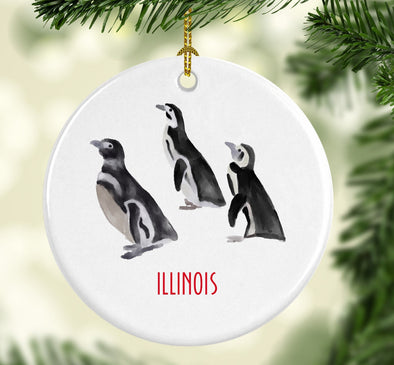 Shedd's Aquarium Penguins Round Porcelain Ornament
