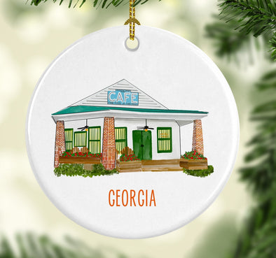 Georgia Whistle Stop Cafe Round Porcelain Ornament