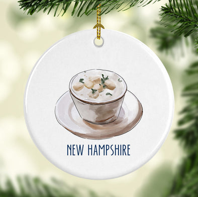 New Hampshire Clam Chowder Round Porcelain Ornament
