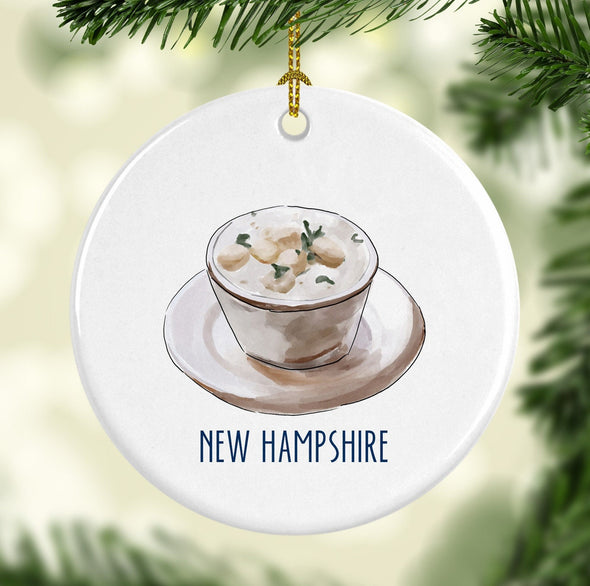 New Hampshire Clam Chowder Round Porcelain Ornament