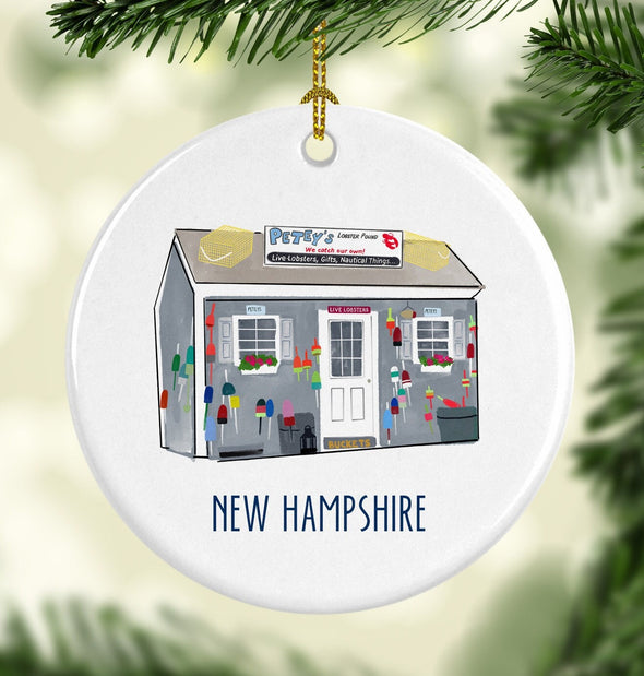 Petey's New Hampshire Round Porcelain Ornament