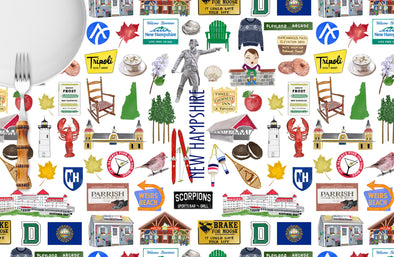 Iconic New Hampshire Watercolor Disposable Placemats - tear-away pad of 24