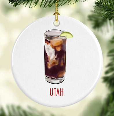 Utah Dirty Soda Round Porcelain Ornament