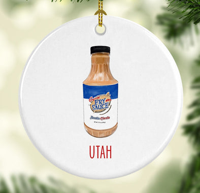 Iconic Utah Fry Sauce Round Porcelain Ornament