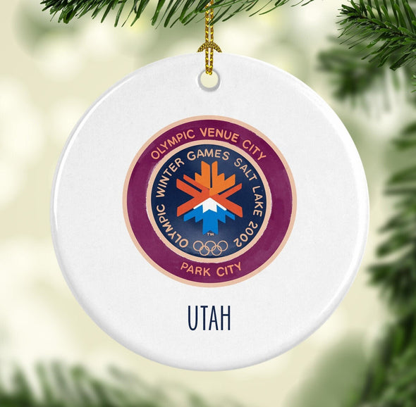 Park City Utah Sign Round Porcelain Ornament