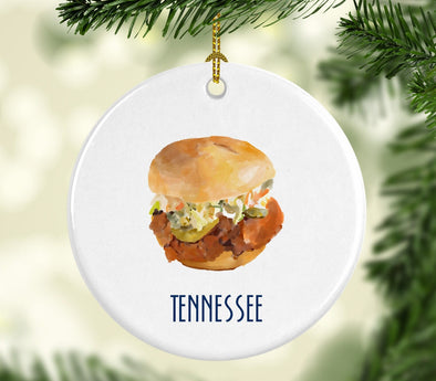 Tennessee Hot Chicken Round Porcelain Ornament