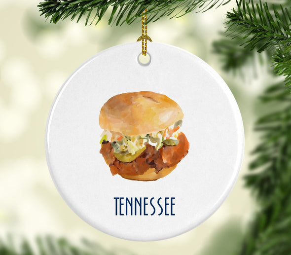 Tennessee Hot Chicken Round Porcelain Ornament