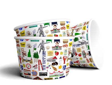8 oz Iconic New Hampshire Ice Cream, Soup, Favor Cup - Set of 12