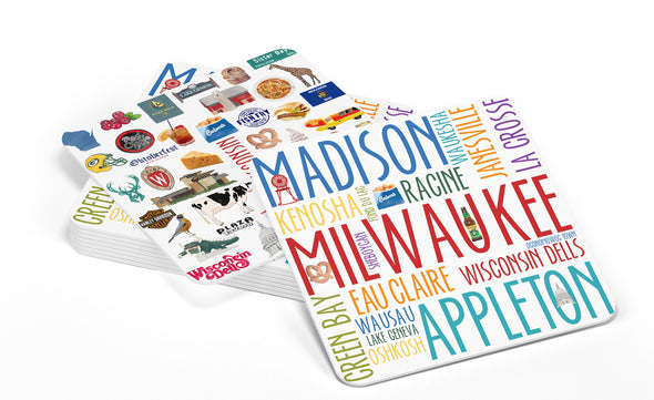 Iconic Wisconsin Watercolor Paper Coasters - Set of 10