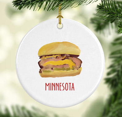 Minnesota Juicy Lucy Round Porcelain Ornament