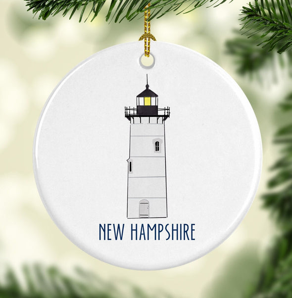 Portland New Hampshire Lighthouse Round Porcelain Ornament