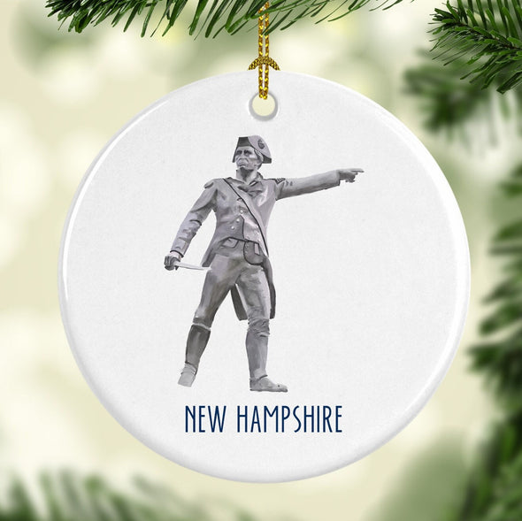 New Hampshire's John Stark Round Porcelain Ornament
