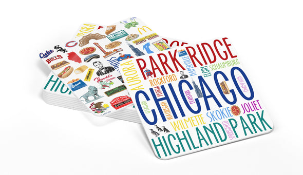 Iconic Illinois Watercolor Paper Coasters - Set of 10