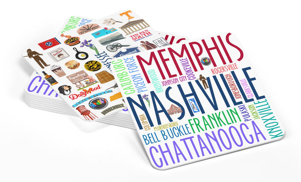 Iconic Tennessee Watercolor Paper Coasters - Set of 10