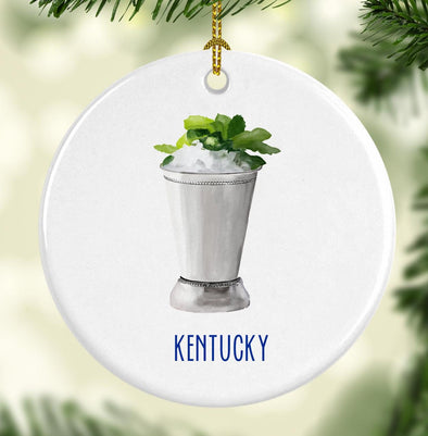 Kentucky Mint Julep Round Porcelain Ornament